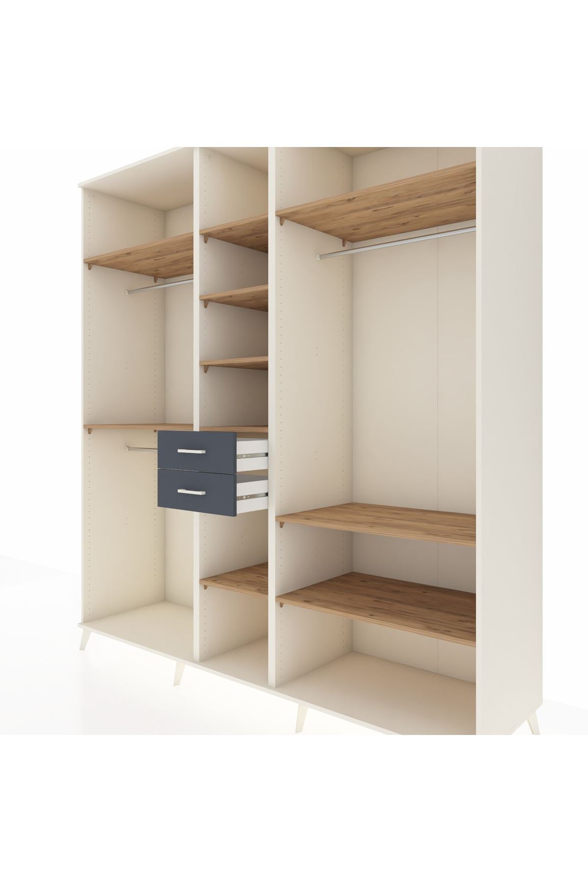 Kronos Dolap 10 Raflı 2 Çekmeceli 3 Askılı 220x59x243 Aytaşı-Çam/Antrasit