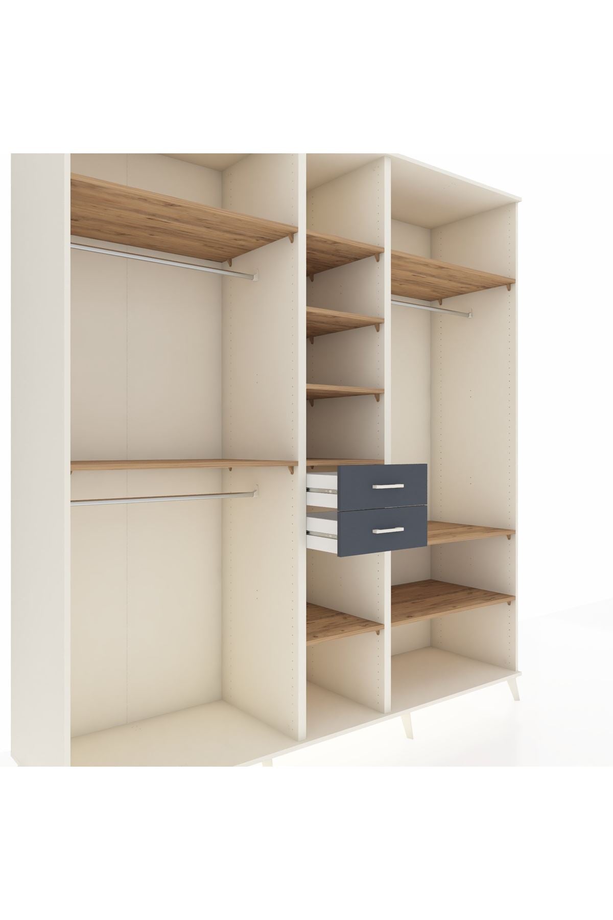 Kronos Dolap 10 Raflı 2 Çekmeceli 3 Askılı 220x59x243 Aytaşı-Çam/Antrasit