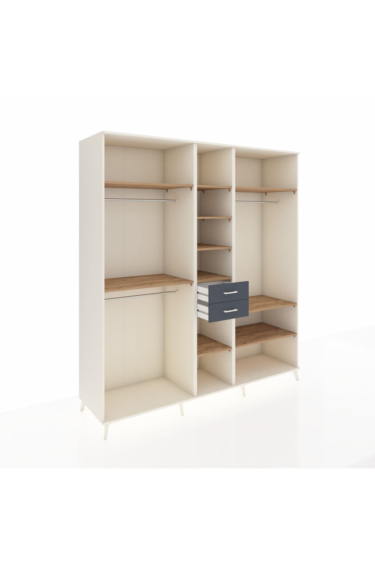 Kronos Dolap 10 Raflı 2 Çekmeceli 3 Askılı 220x59x243 Aytaşı-Çam/Antrasit