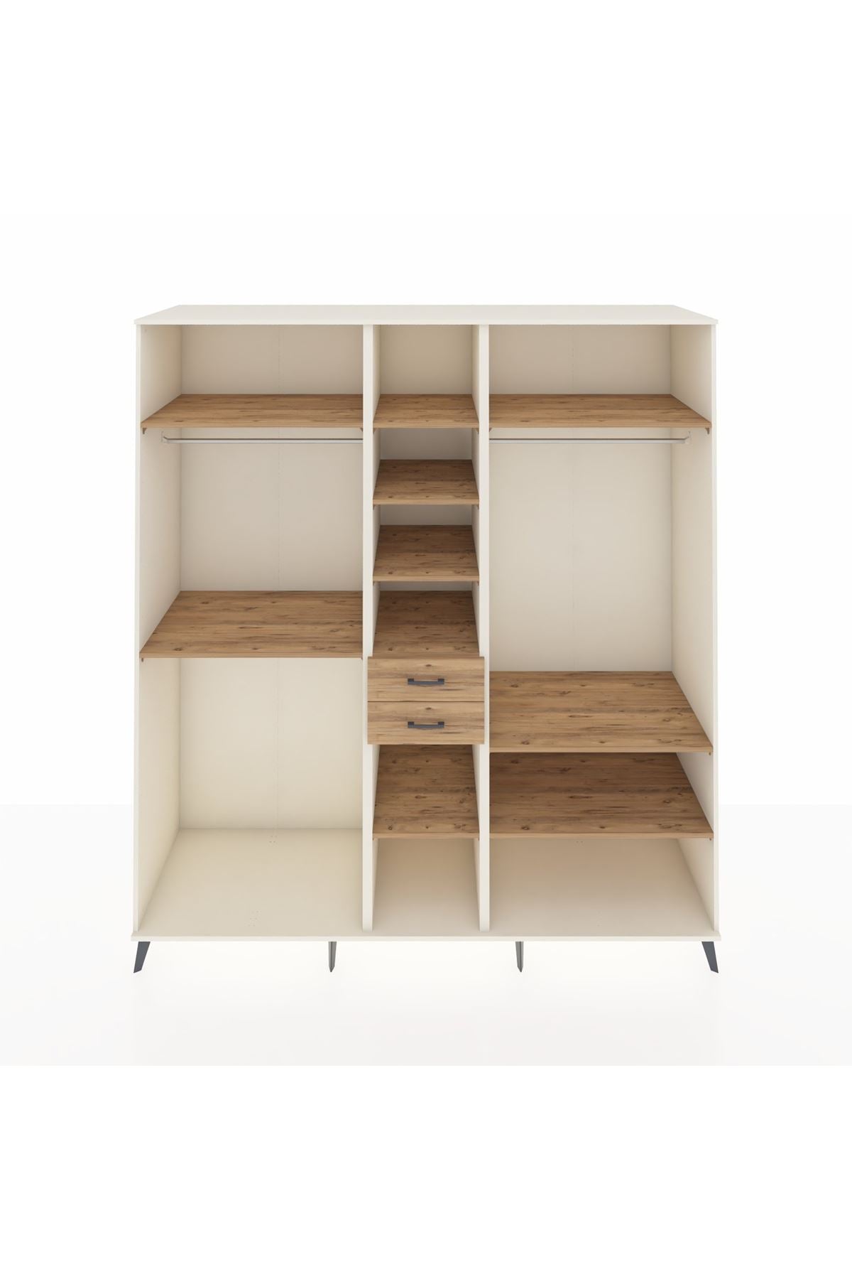 Kronos Dolap 10 Raflı 2 Çekmeceli 3 Askılı 220x59x243 Aytaşı-Çam/Çam