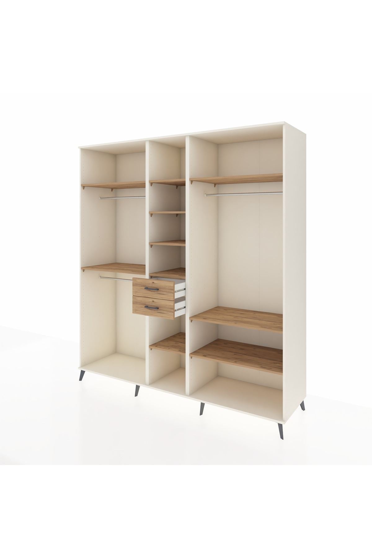 Kronos Dolap 10 Raflı 2 Çekmeceli 3 Askılı 220x59x243 Aytaşı-Çam/Çam