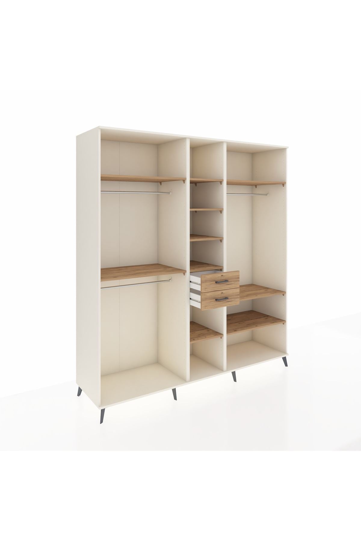 Kronos Dolap 10 Raflı 2 Çekmeceli 3 Askılı 220x59x243 Aytaşı-Çam/Çam