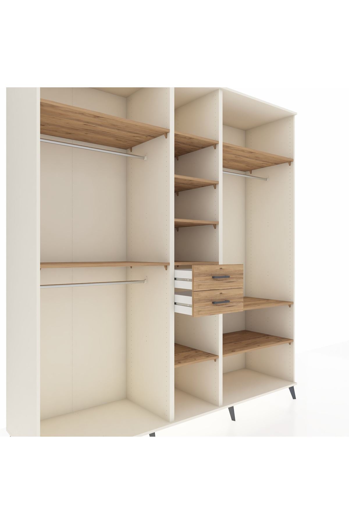 Kronos Dolap 10 Raflı 2 Çekmeceli 3 Askılı 220x59x243 Aytaşı-Çam/Çam