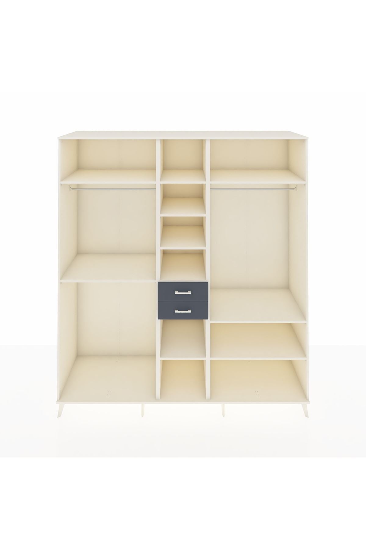 Kronos Dolap 10 Raflı 2 Çekmeceli 3 Askılı 220x59x243 Aytaşı-Aytaşı/Antrasit