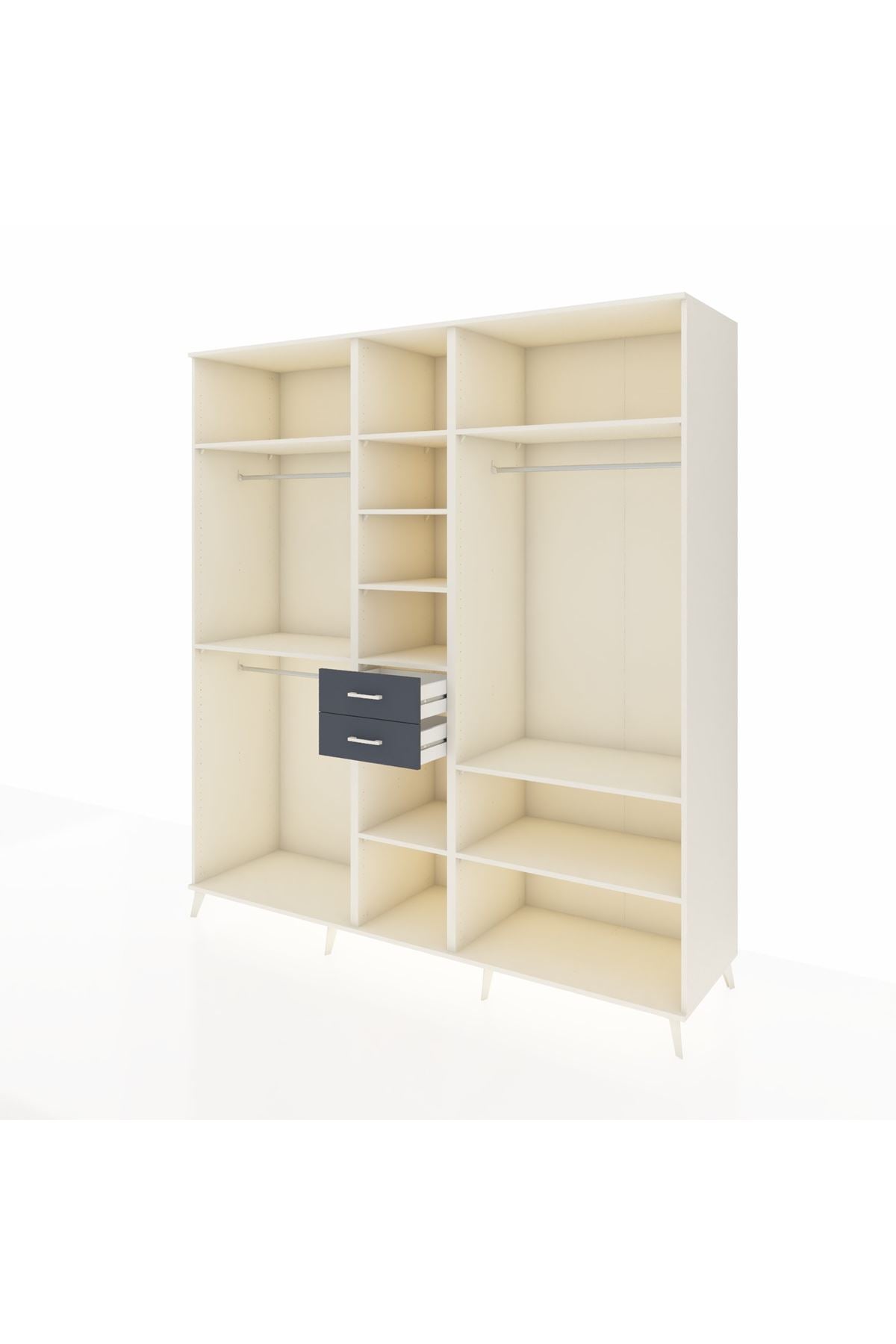 Kronos Dolap 10 Raflı 2 Çekmeceli 3 Askılı 220x59x243 Aytaşı-Aytaşı/Antrasit