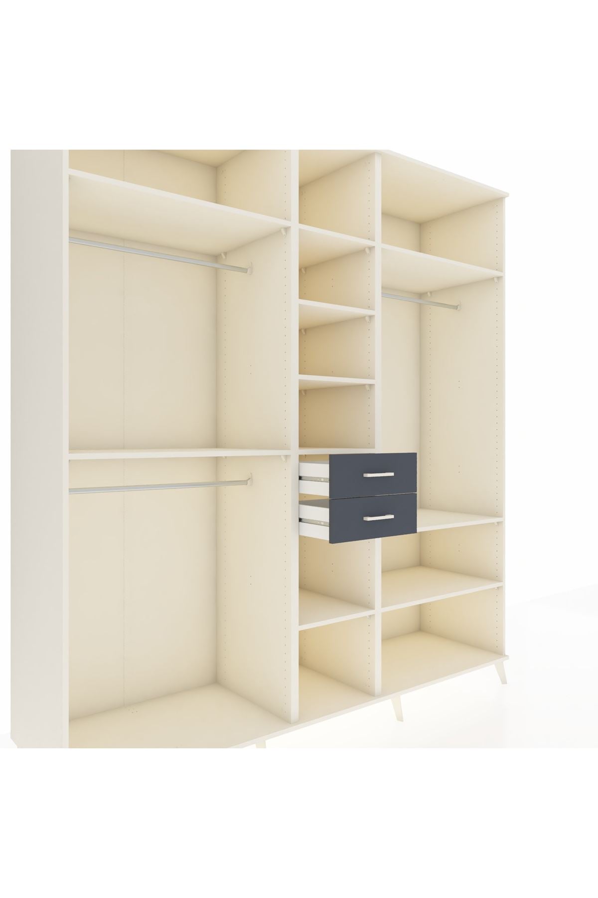 Kronos Dolap 10 Raflı 2 Çekmeceli 3 Askılı 220x59x243 Aytaşı-Aytaşı/Antrasit