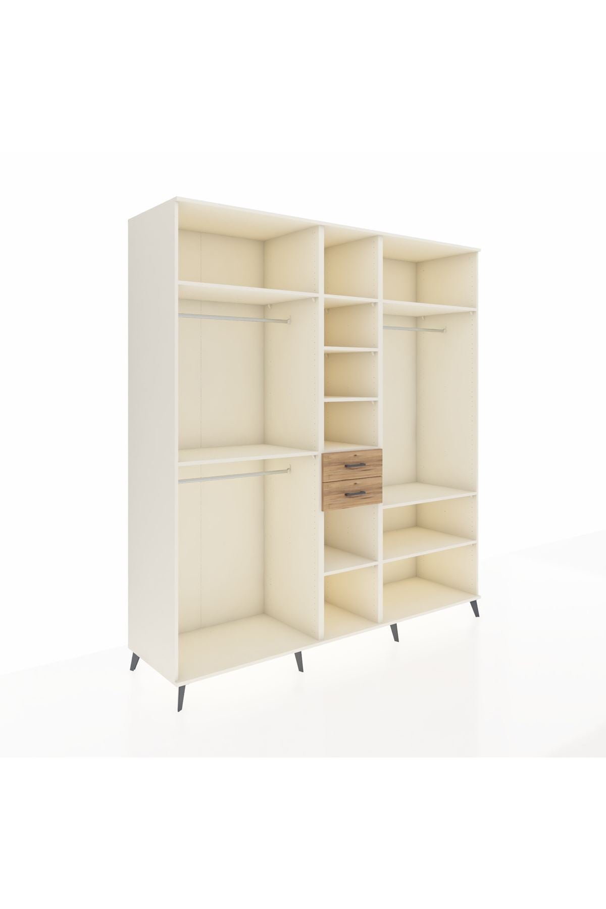 Kronos Dolap 10 Raflı 2 Çekmeceli 3 Askılı 220x59x243 Aytaşı-Aytaşı/Çam