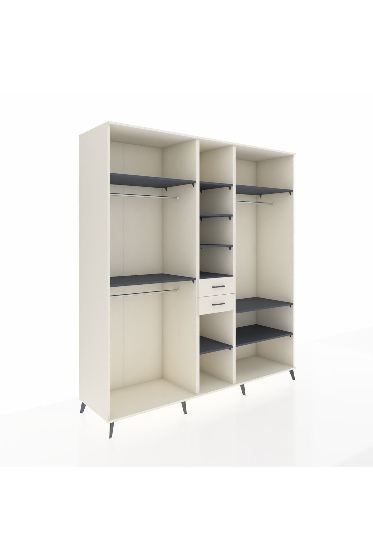 Kronos Dolap 10 Raflı 2 Çekmeceli 3 Askılı 220x59x243 Aytaşı-Antrasit/Aytaşı