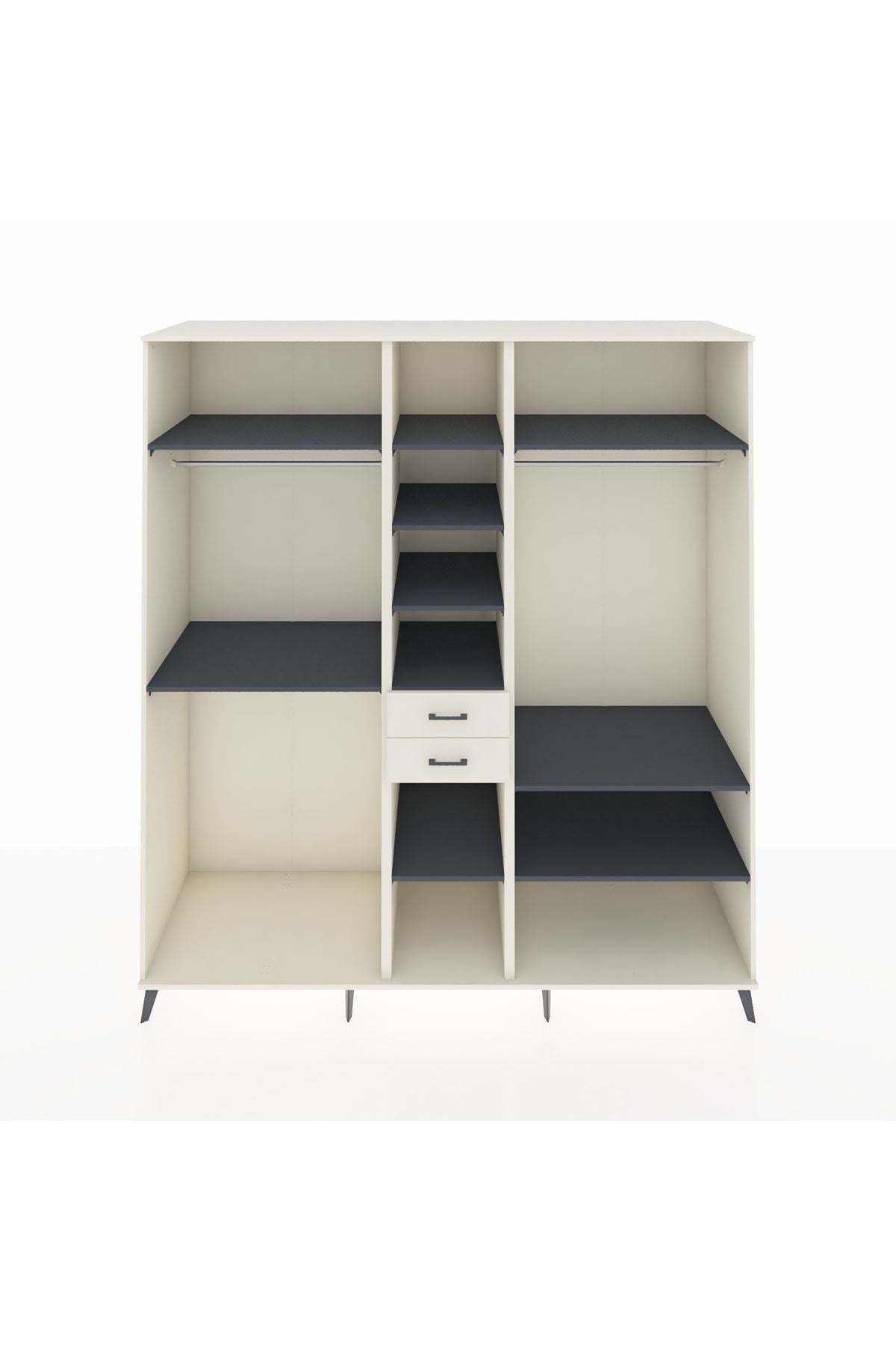 Kronos Dolap 10 Raflı 2 Çekmeceli 3 Askılı 220x59x243 Aytaşı-Antrasit/Aytaşı