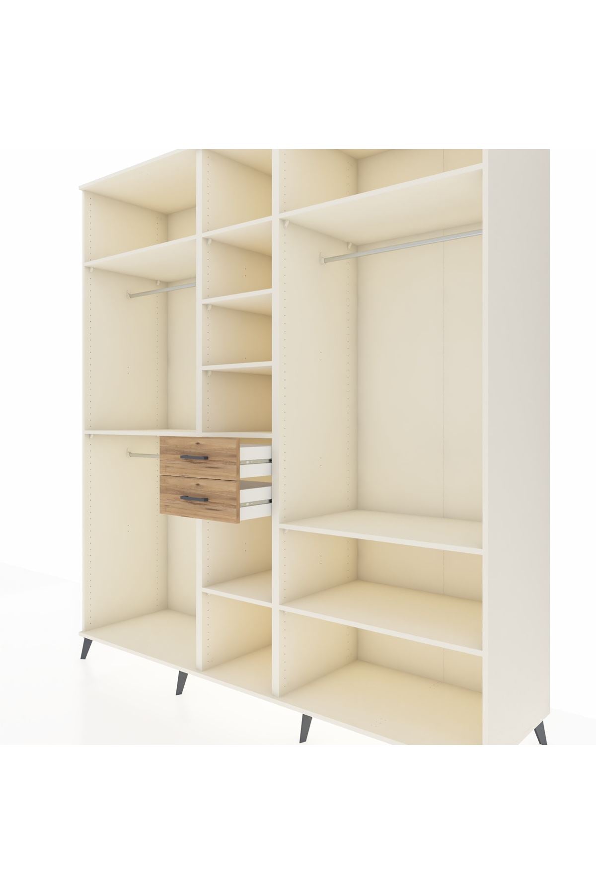 Kronos Dolap 10 Raflı 2 Çekmeceli 3 Askılı 220x59x243 Aytaşı-Aytaşı/Çam