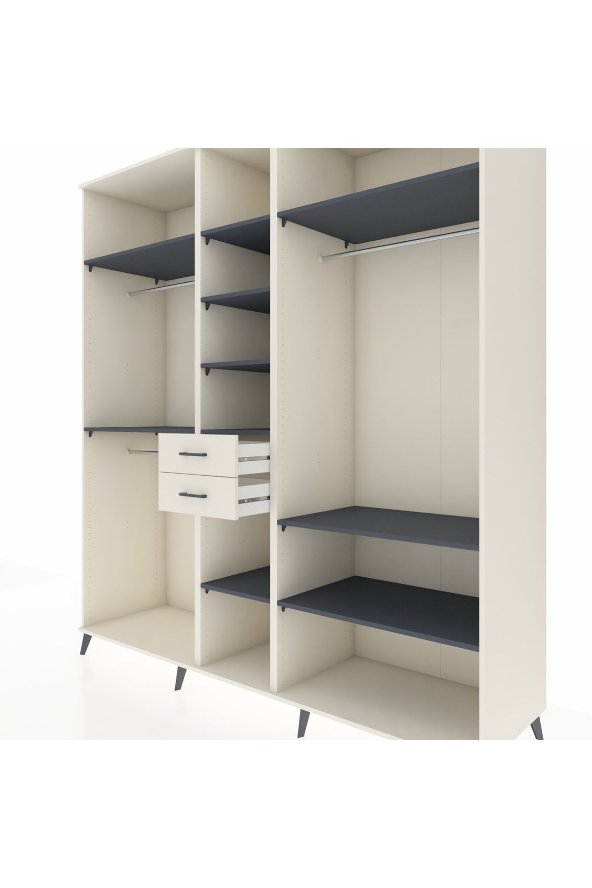 Kronos Dolap 10 Raflı 2 Çekmeceli 3 Askılı 220x59x243 Aytaşı-Antrasit/Aytaşı