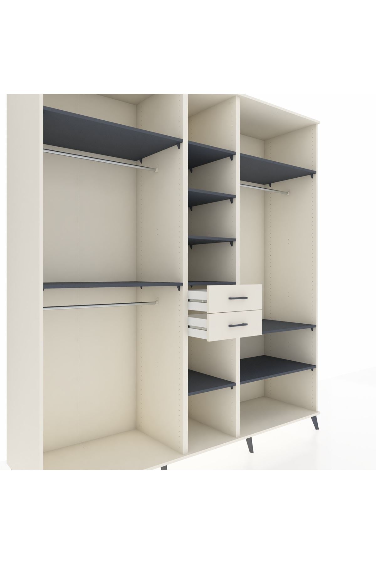 Kronos Dolap 10 Raflı 2 Çekmeceli 3 Askılı 220x59x243 Aytaşı-Antrasit/Aytaşı