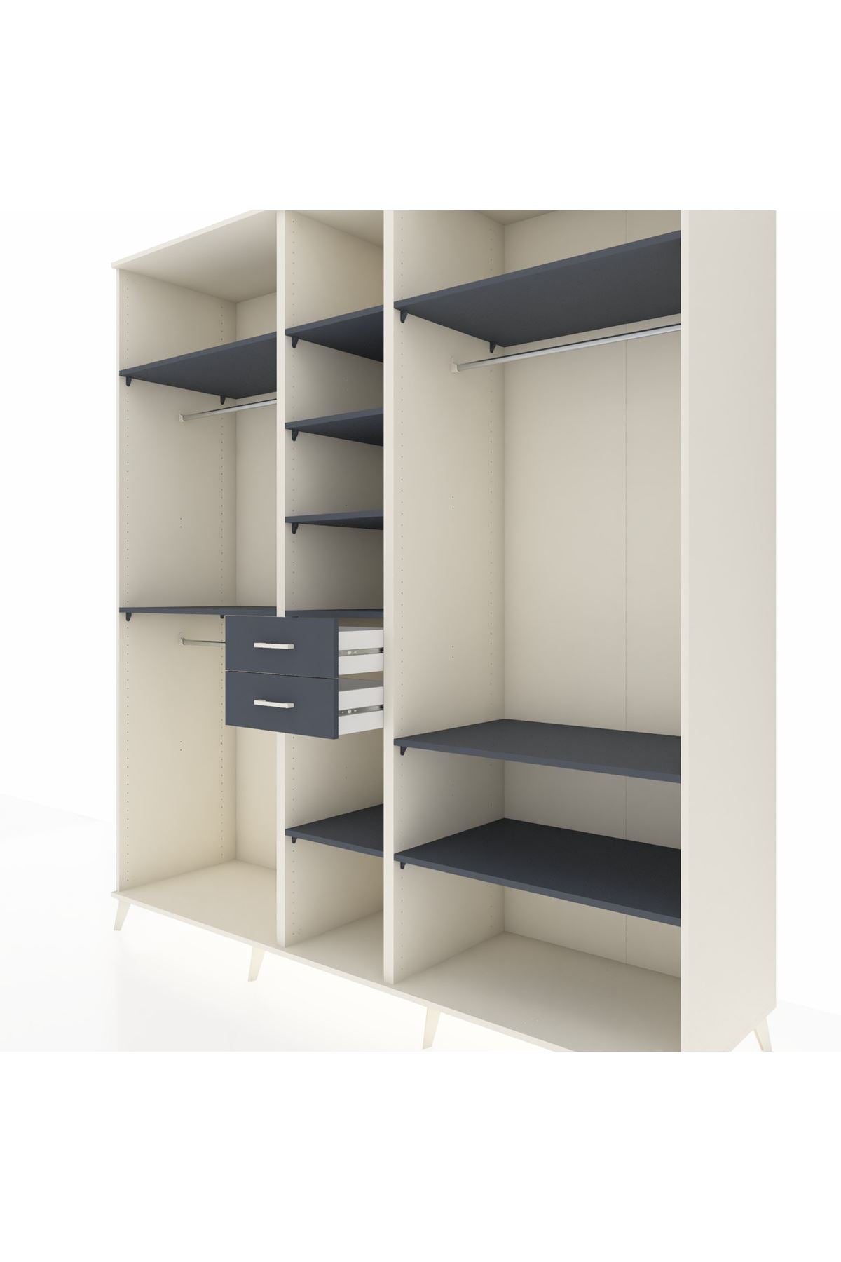 Kronos Dolap 10 Raflı 2 Çekmeceli 3 Askılı 220x59x243 Aytaşı-Antrasit/Antrasit