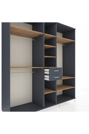 Kronos Dolap 10 Raflı 2 Çekmeceli 3 Askılı 220x59x243 Antrasit-Çam/Antrasit