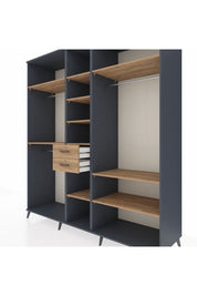 Kronos Dolap 10 Raflı 2 Çekmeceli 3 Askılı 220x59x243 Antrasit-Çam/Çam