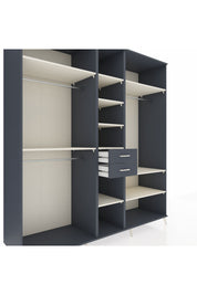 Kronos Dolap 10 Raflı 2 Çekmeceli 3 Askılı 220x59x243 Antrasit-Aytaşı/Antrasit