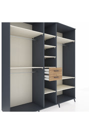 Kronos Dolap 10 Raflı 2 Çekmeceli 3 Askılı 220x59x243 Antrasit-Aytaşı/Çam