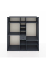 Kronos Dolap 10 Raflı 2 Çekmeceli 3 Askılı 220x59x243 Antrasit-Antrasit/Antrasit