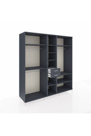 Kronos Dolap 10 Raflı 2 Çekmeceli 3 Askılı 220x59x243 Antrasit-Antrasit/Antrasit