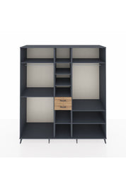 Kronos Dolap 10 Raflı 2 Çekmeceli 3 Askılı 220x59x243 Antrasit-Antrasit/Çam