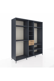 Kronos Dolap 10 Raflı 2 Çekmeceli 3 Askılı 220x59x243 Antrasit-Antrasit/Çam