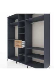 Kronos Dolap 10 Raflı 2 Çekmeceli 3 Askılı 220x59x243 Antrasit-Antrasit/Çam