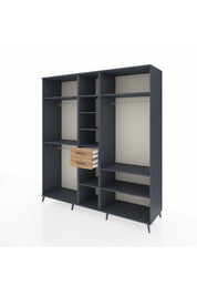 Kronos Dolap 10 Raflı 2 Çekmeceli 3 Askılı 220x59x243 Antrasit-Antrasit/Çam