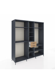 Kronos Dolap 10 Raflı 2 Çekmeceli 3 Askılı 220x59x243 Antrasit-Antrasit/Çam