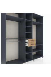 Kronos Dolap 10 Raflı 2 Çekmeceli 3 Askılı 220x59x243 Antrasit-Antrasit/Çam