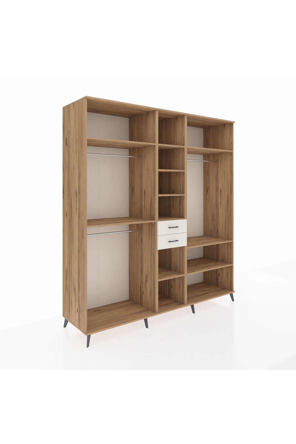 Kronos Dolap 10 Raflı 2 Çekmeceli 3 Askılı 220x59x243 Çam-Çam/Aytaşı