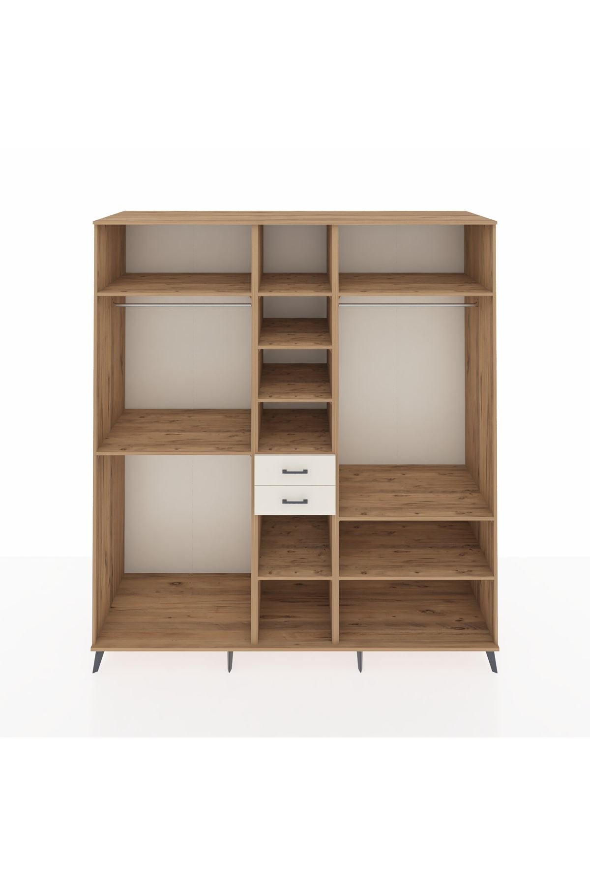 Kronos Dolap 10 Raflı 2 Çekmeceli 3 Askılı 220x59x243 Çam-Çam/Aytaşı