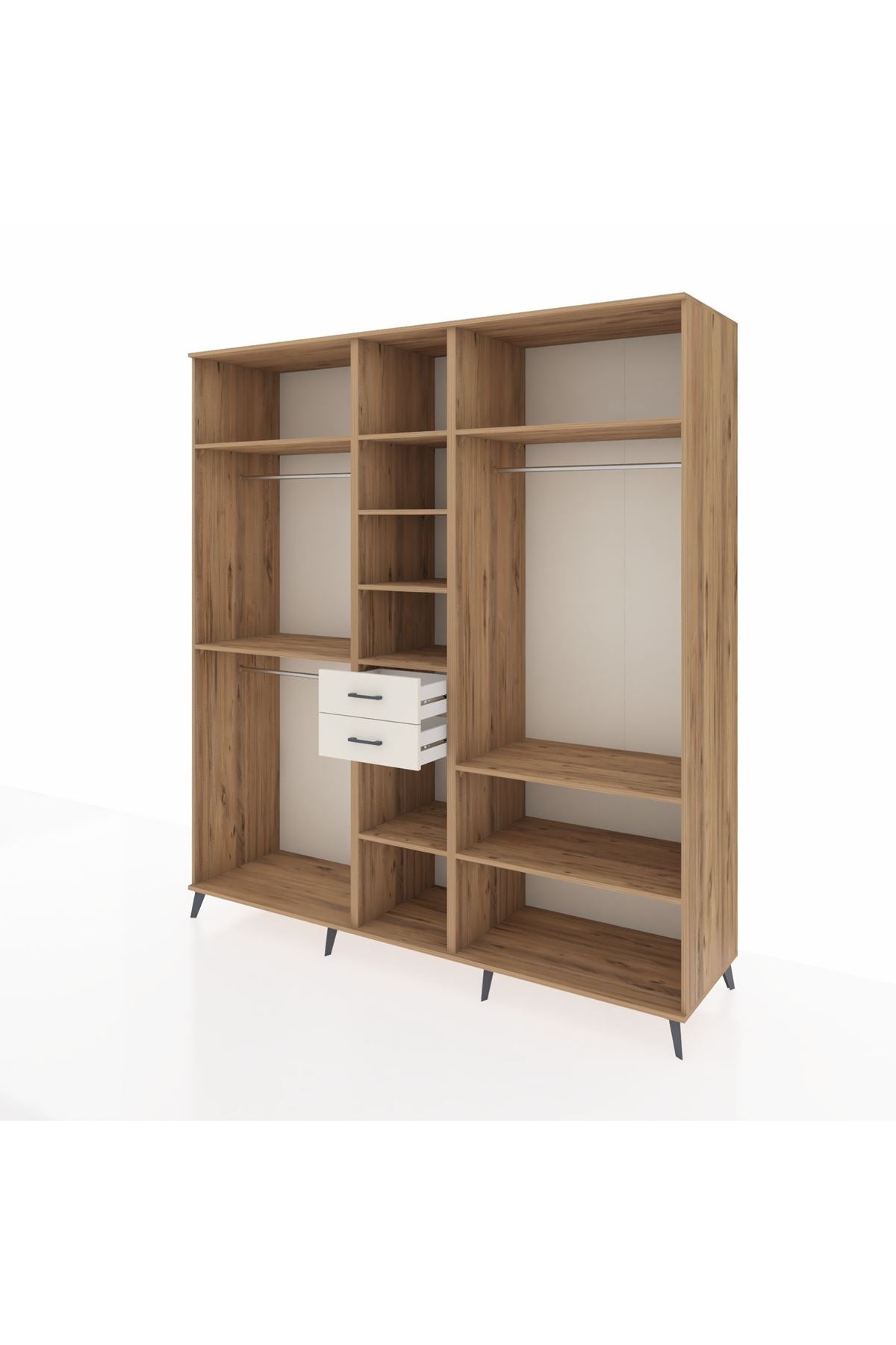 Kronos Dolap 10 Raflı 2 Çekmeceli 3 Askılı 220x59x243 Çam-Çam/Aytaşı