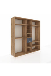 Kronos Dolap 10 Raflı 2 Çekmeceli 3 Askılı 220x59x243 Çam-Çam/Antrasit