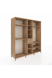 Kronos Dolap 10 Raflı 2 Çekmeceli 3 Askılı 220x59x243 Çam-Çam/Çam