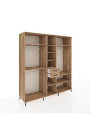 Kronos Dolap 10 Raflı 2 Çekmeceli 3 Askılı 220x59x243 Çam-Çam/Çam