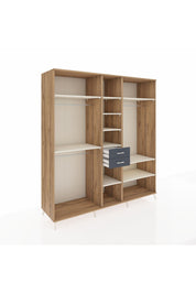 Kronos Dolap 10 Raflı 2 Çekmeceli 3 Askılı 220x59x243 Çam-Aytaşı/Antrasit