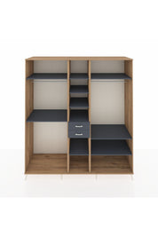 Kronos Dolap 10 Raflı 2 Çekmeceli 3 Askılı 220x59x243 Çam-Antrasit/Antrasit