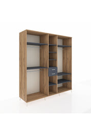 Kronos Dolap 10 Raflı 2 Çekmeceli 3 Askılı 220x59x243 Çam-Antrasit/Antrasit