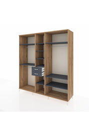 Kronos Dolap 10 Raflı 2 Çekmeceli 3 Askılı 220x59x243 Çam-Antrasit/Antrasit