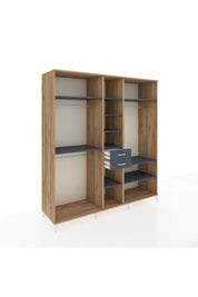 Kronos Dolap 10 Raflı 2 Çekmeceli 3 Askılı 220x59x243 Çam-Antrasit/Antrasit