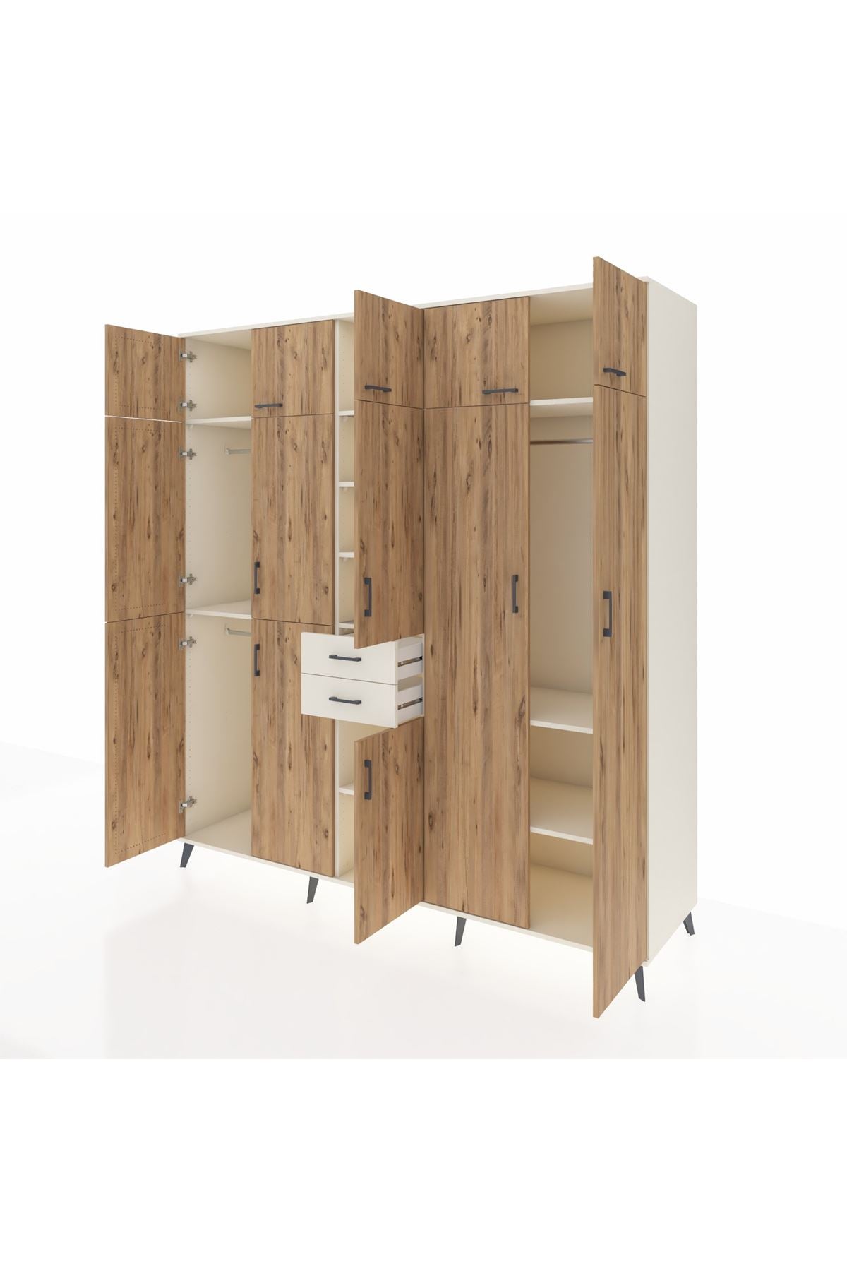 Kronos Dolap 10 Raflı 2 Çekmeceli 3 Askılı 220x59x243 Aytaşı-Çam/Aytaşı