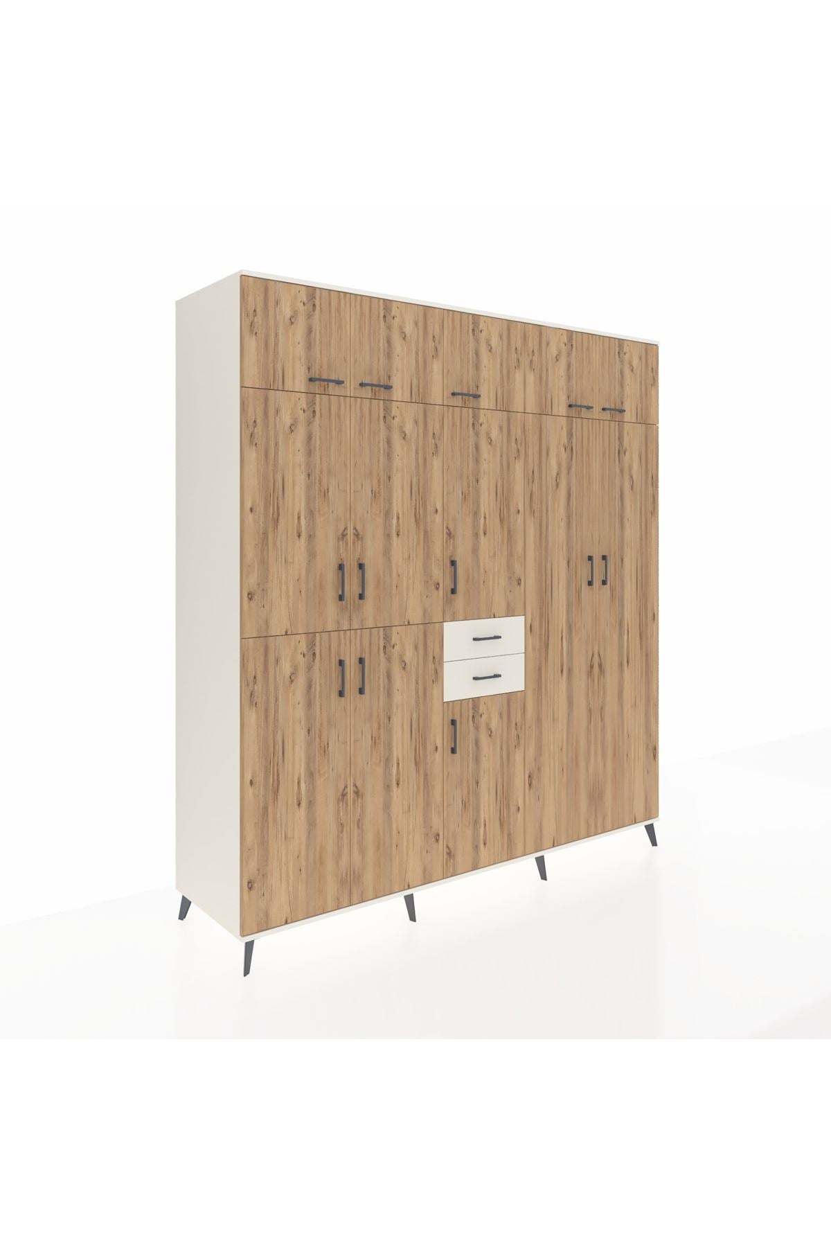 Kronos Dolap 10 Raflı 2 Çekmeceli 3 Askılı 220x59x243 Aytaşı-Çam/Aytaşı