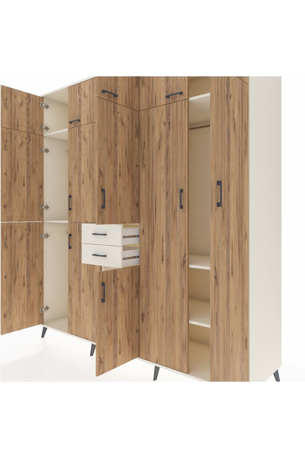 Kronos Dolap 10 Raflı 2 Çekmeceli 3 Askılı 220x59x243 Aytaşı-Çam/Aytaşı