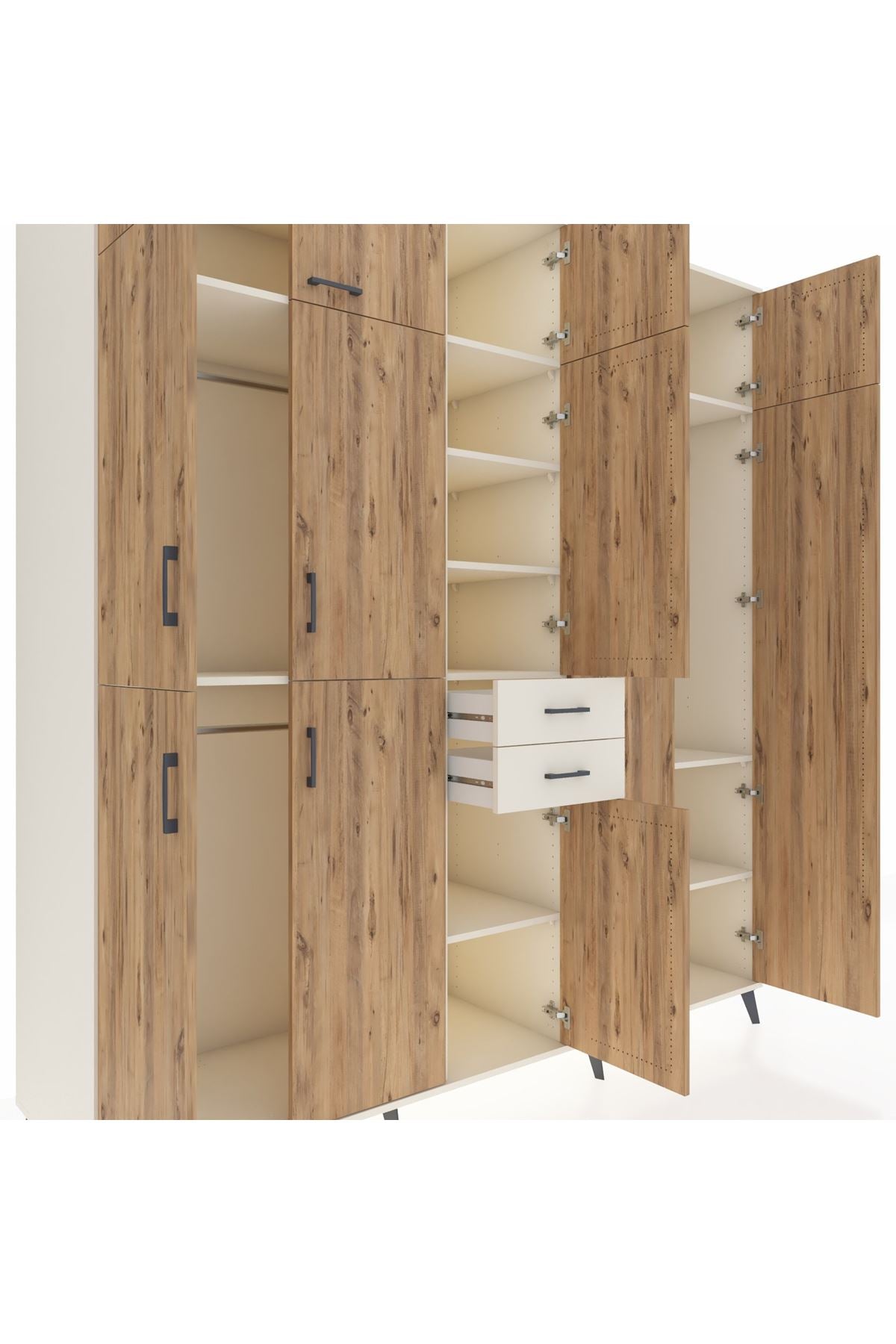 Kronos Dolap 10 Raflı 2 Çekmeceli 3 Askılı 220x59x243 Aytaşı-Çam/Aytaşı