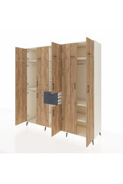 Kronos Dolap 10 Raflı 2 Çekmeceli 3 Askılı 220x59x243 Aytaşı-Çam/Antrasit