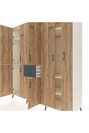 Kronos Dolap 10 Raflı 2 Çekmeceli 3 Askılı 220x59x243 Aytaşı-Çam/Antrasit