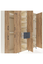 Kronos Dolap 10 Raflı 2 Çekmeceli 3 Askılı 220x59x243 Aytaşı-Çam/Antrasit