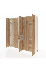 Kronos Dolap 10 Raflı 2 Çekmeceli 3 Askılı 220x59x243 Aytaşı-Çam/Çam