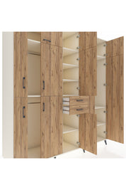 Kronos Dolap 10 Raflı 2 Çekmeceli 3 Askılı 220x59x243 Aytaşı-Çam/Çam