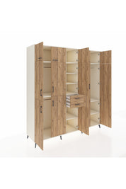 Kronos Dolap 10 Raflı 2 Çekmeceli 3 Askılı 220x59x243 Aytaşı-Çam/Çam